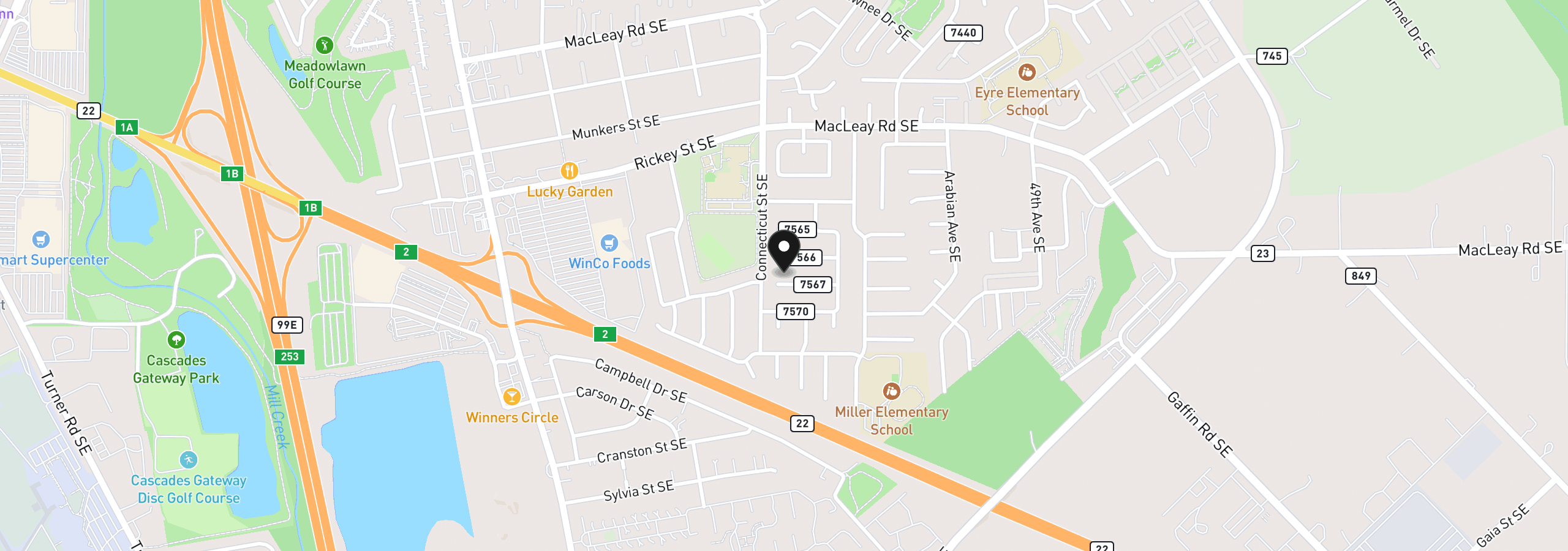 Map showing the location of 4527 Garden Ct, Salem, OR 97317