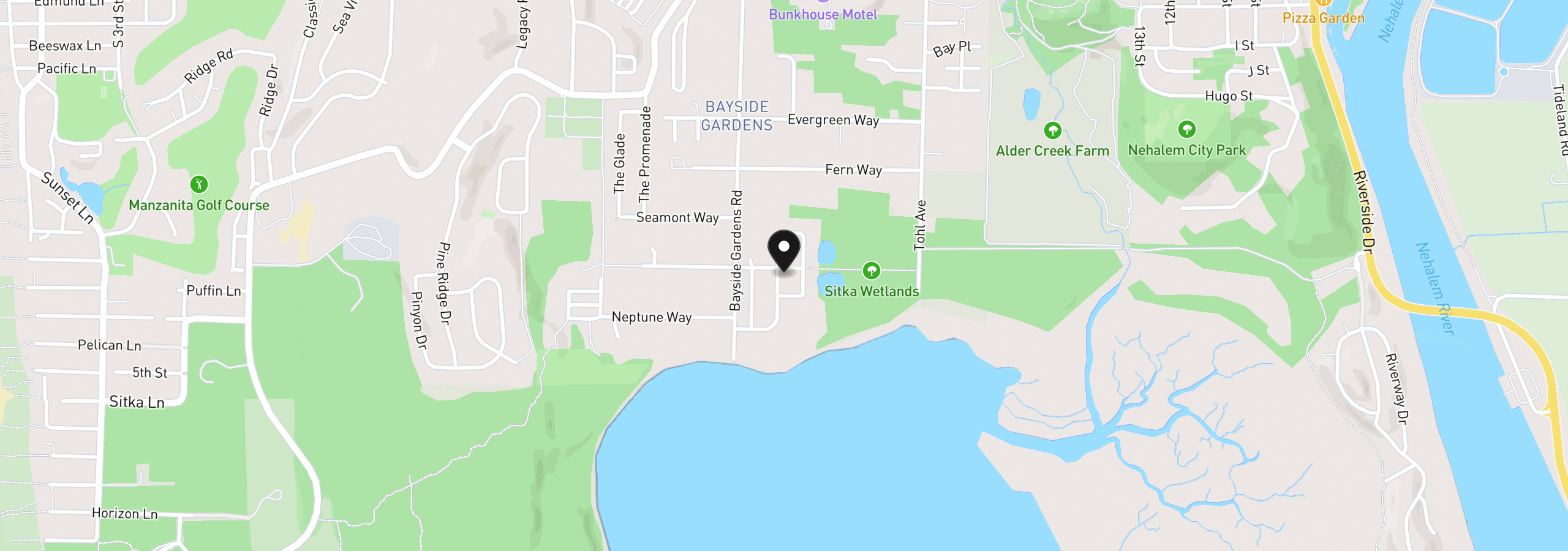 Map showing the location of Pintail Ave 46, Nehalem, OR 97131