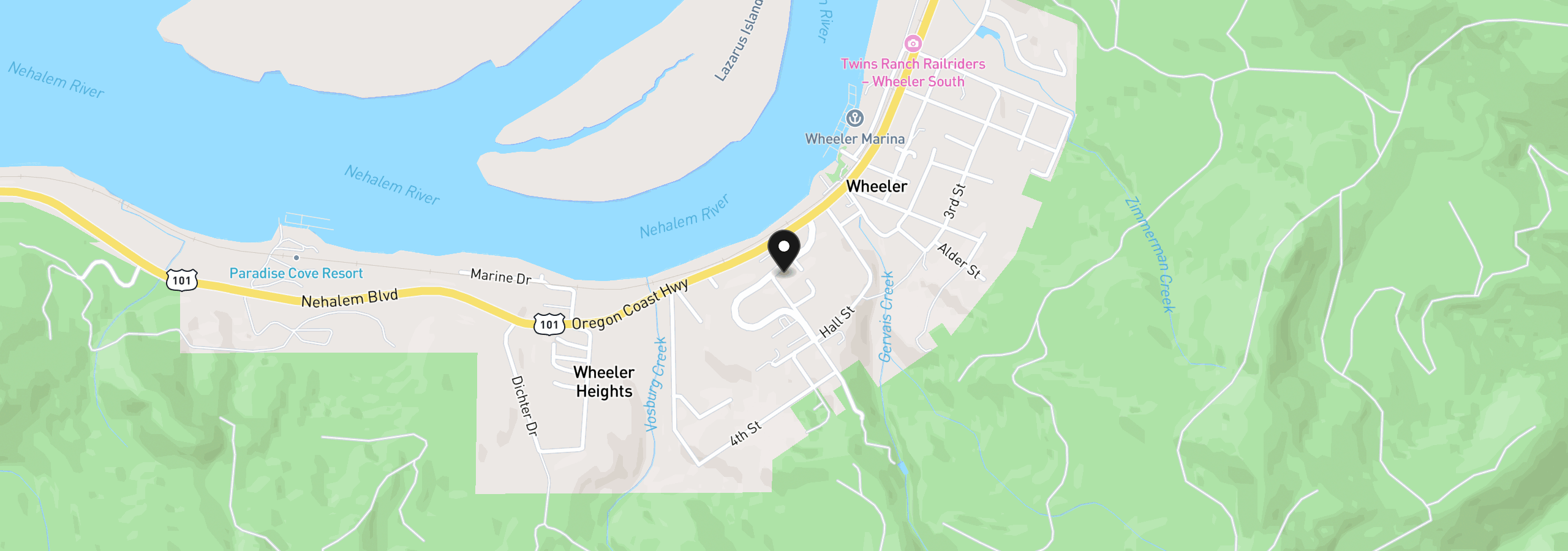 Map showing the location of 117 Rowe St, Wheeler, OR 97147