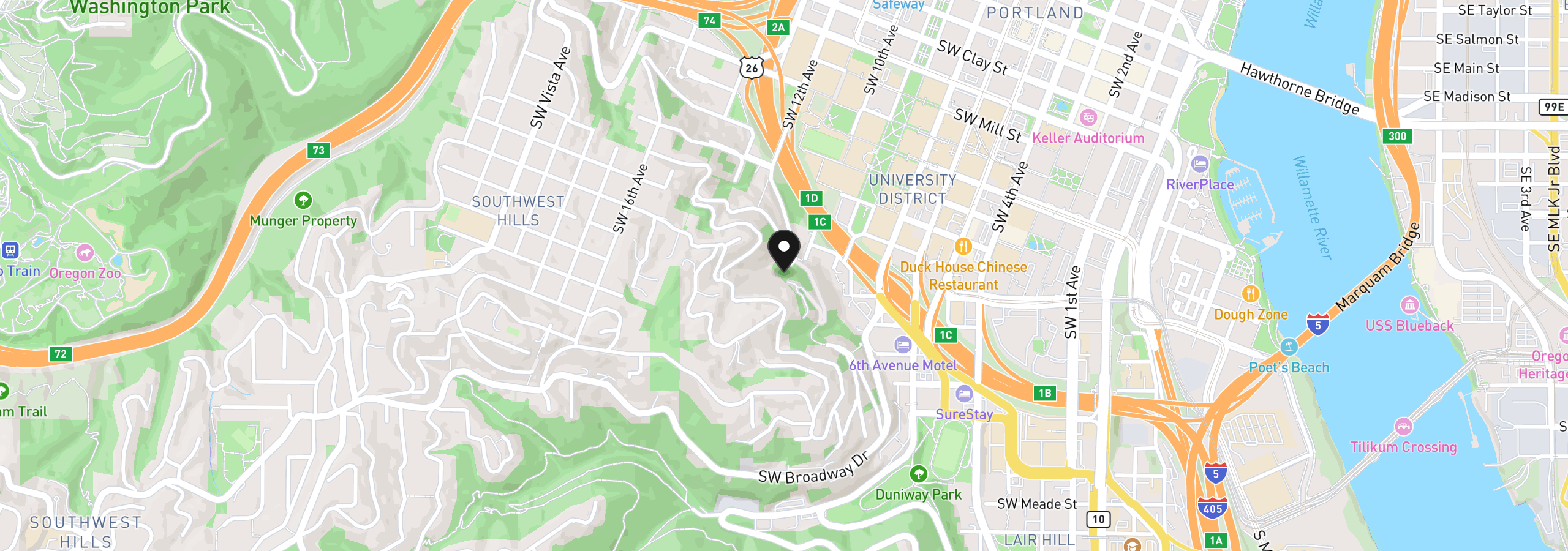 Map showing the location of SW Cardinell Way, Portland, OR 97201