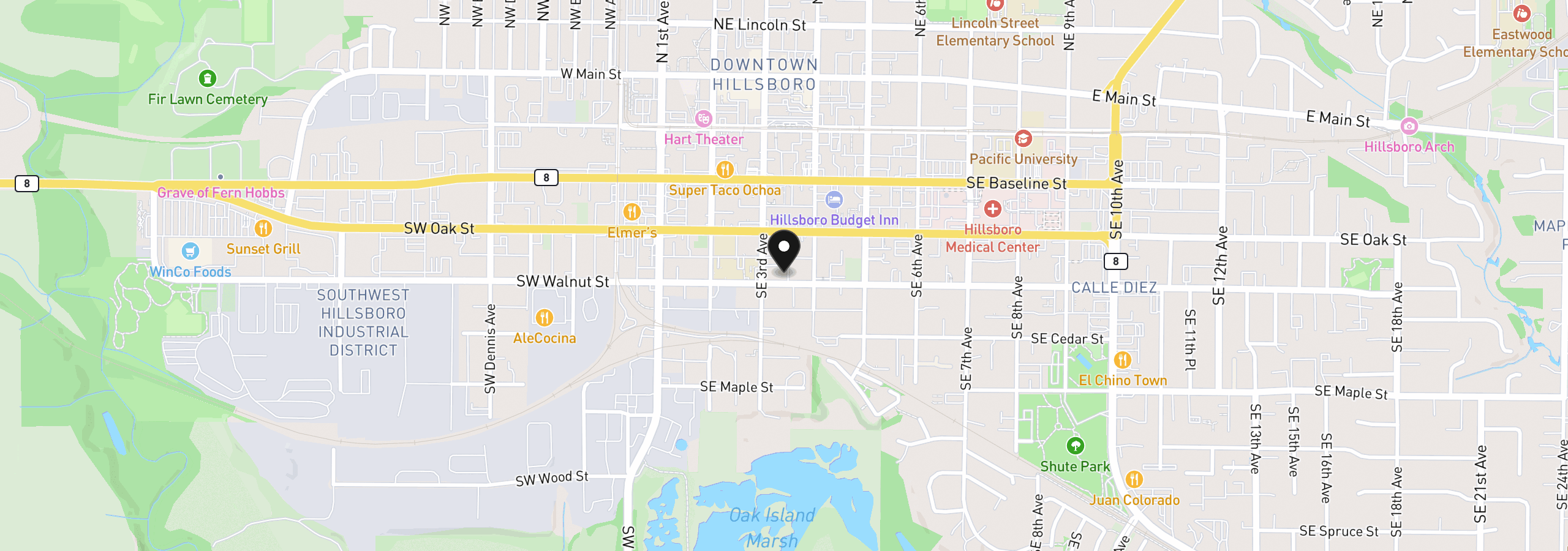 Map showing the location of 331 SE Walnut St, Hillsboro, OR 97123