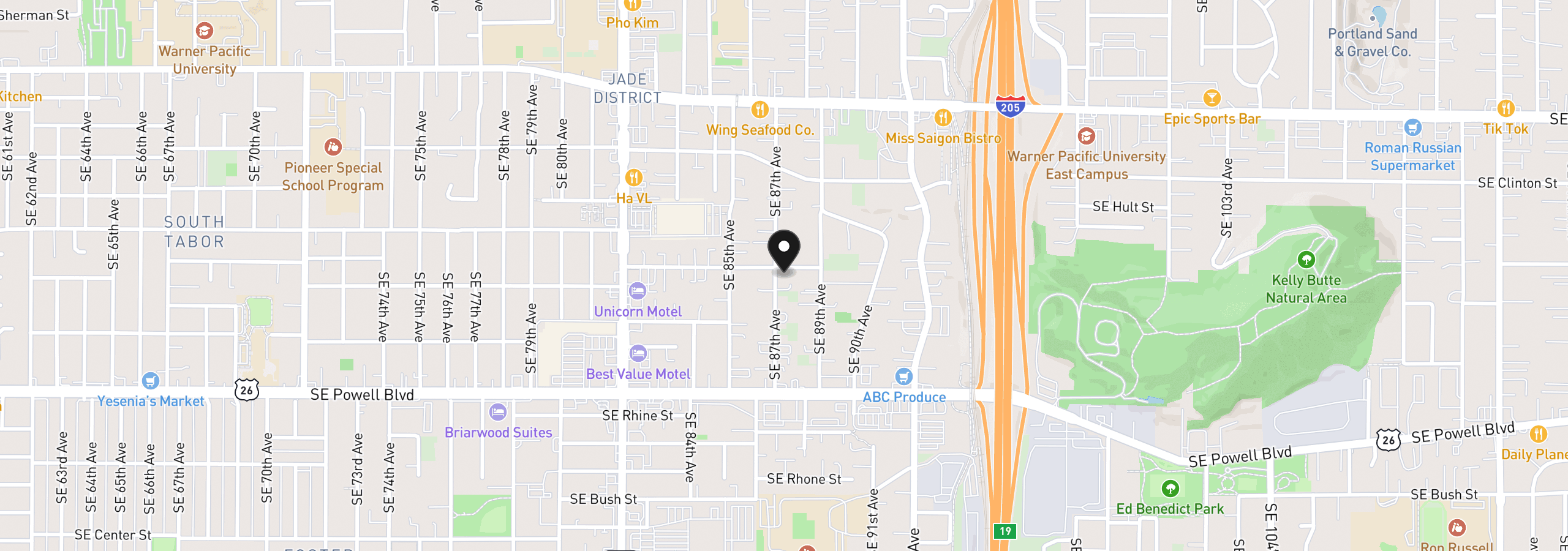 Map showing the location of 3016 SE 87th Ave, Portland, OR 97266