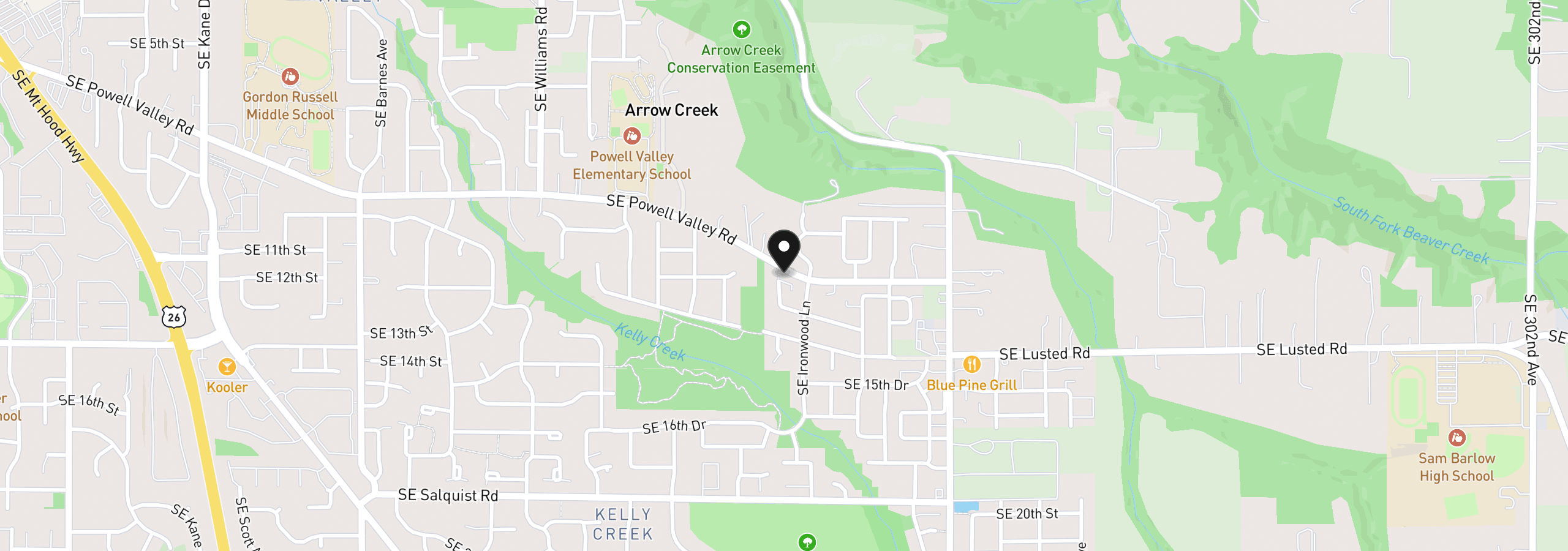 Map showing the location of 5303 SE 13th Ct, Gresham, OR 97080