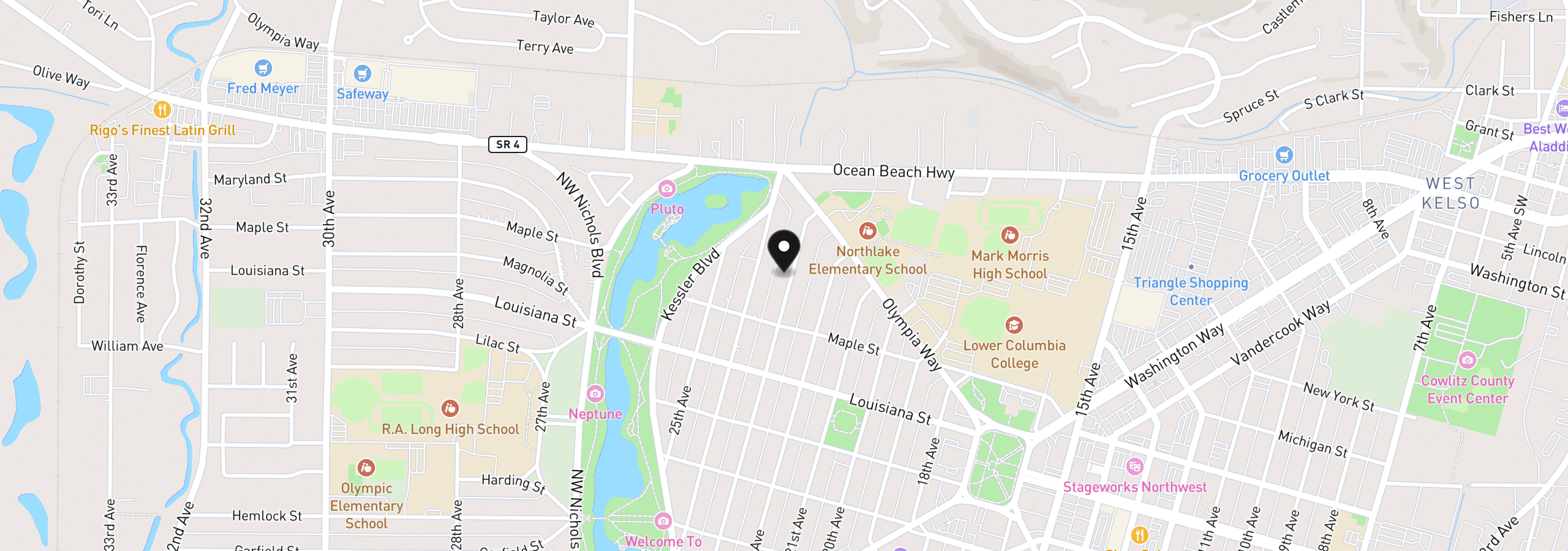 Map showing the location of 1639 23rd Ave, Longview, Wa 98632
