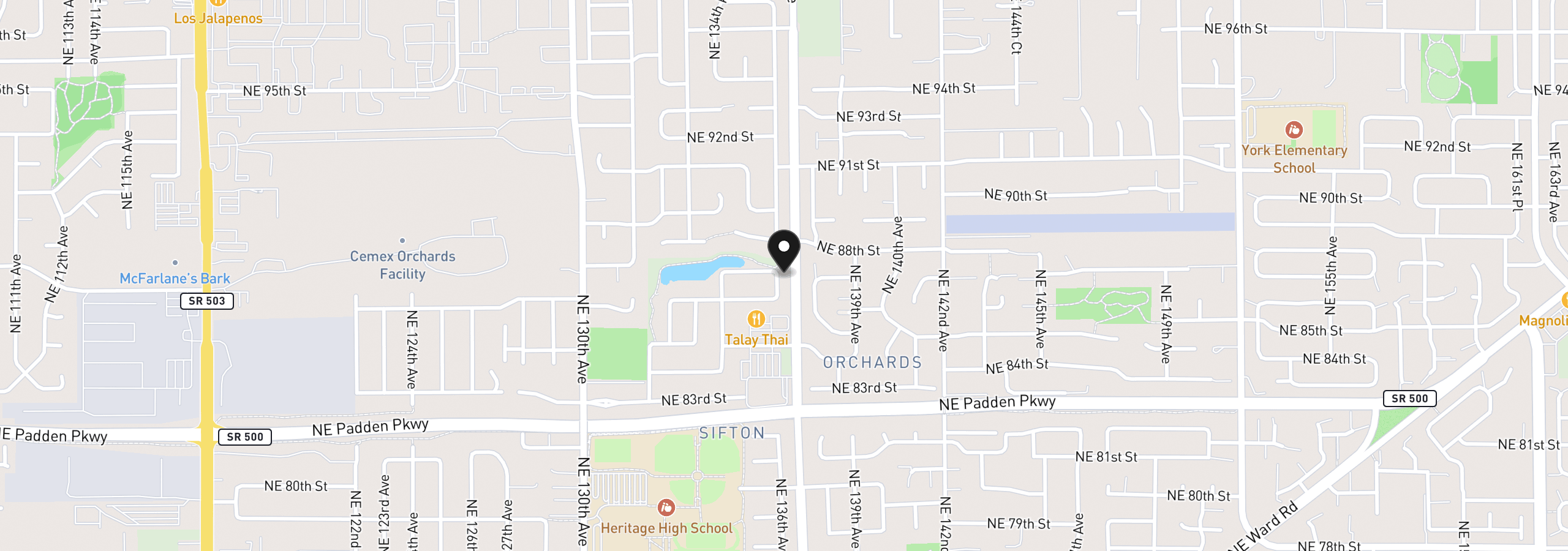 Map showing the location of 8625 NE 136th Ave, Vancouver, Wa 98682