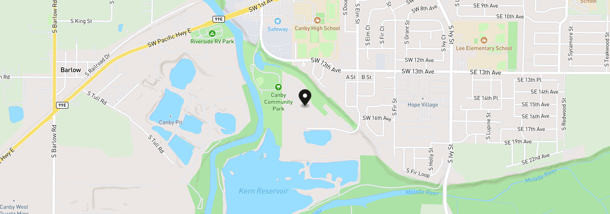 Map showing the location of 1655 S Elm 302, Canby, OR 97013