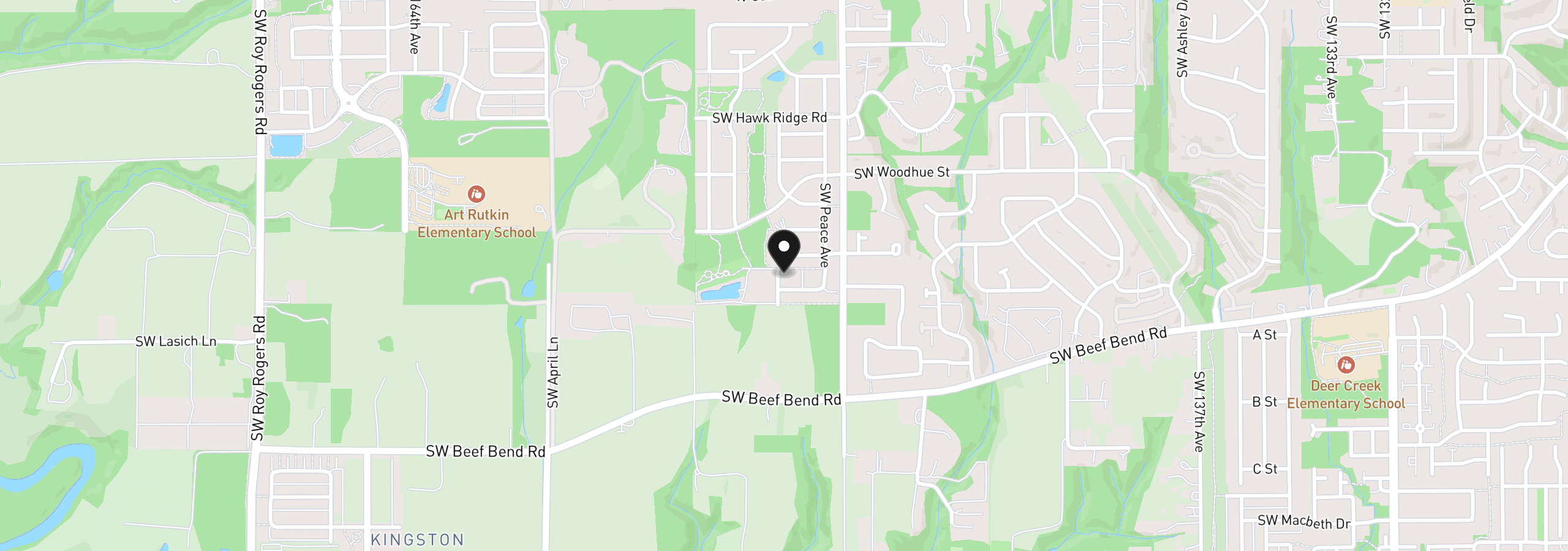 Map showing the location of 15926 SW Bluewater Ter, Tigard, OR 97224