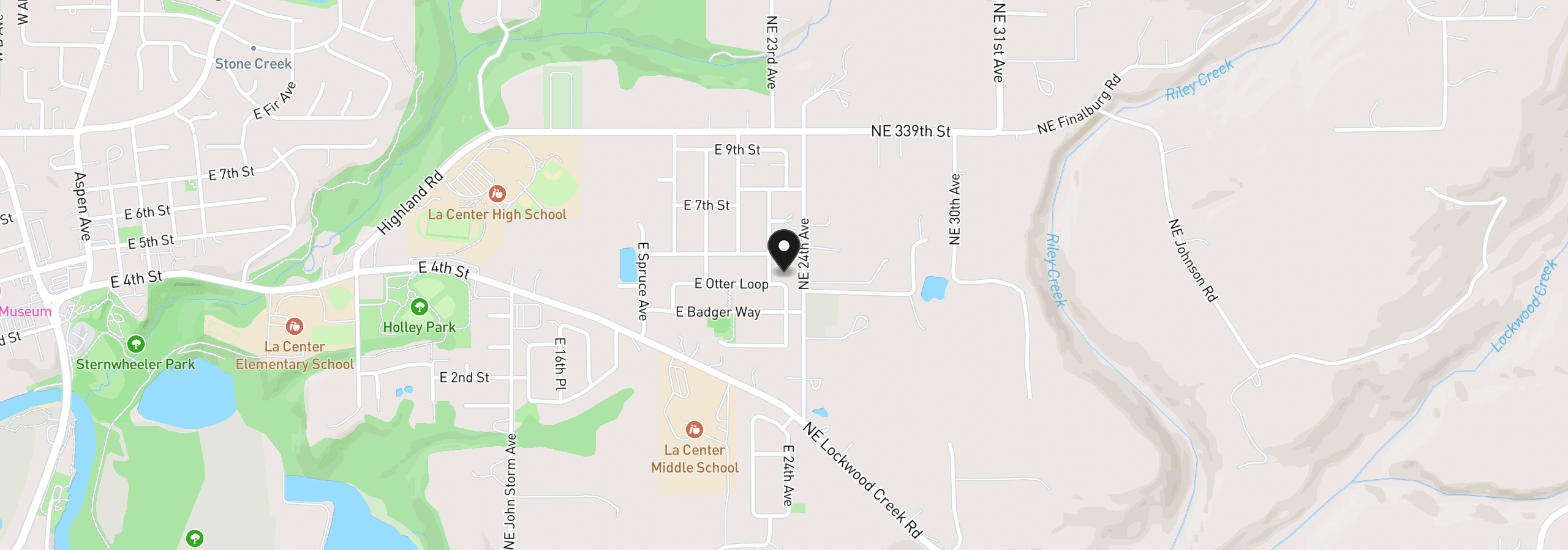 Map showing the location of 2335 E Otter Loop 30, La Center, Wa 98629