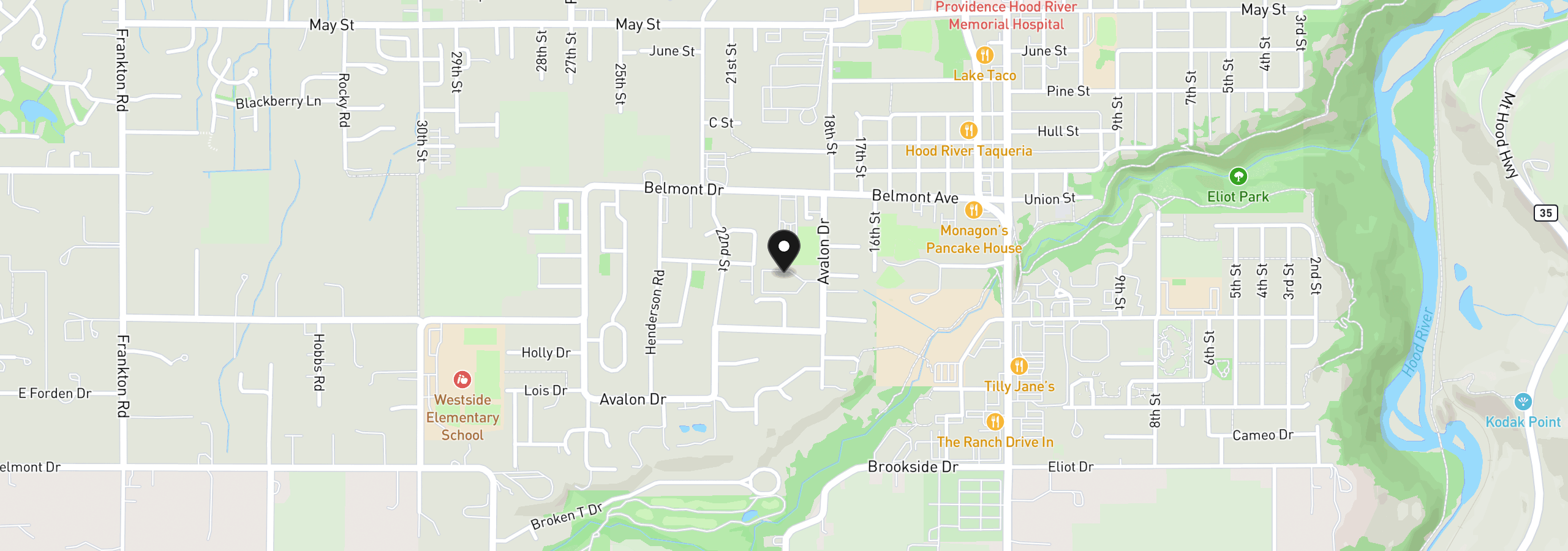 Map showing the location of 1706 Avalon Way 6, Hood River, OR 97031