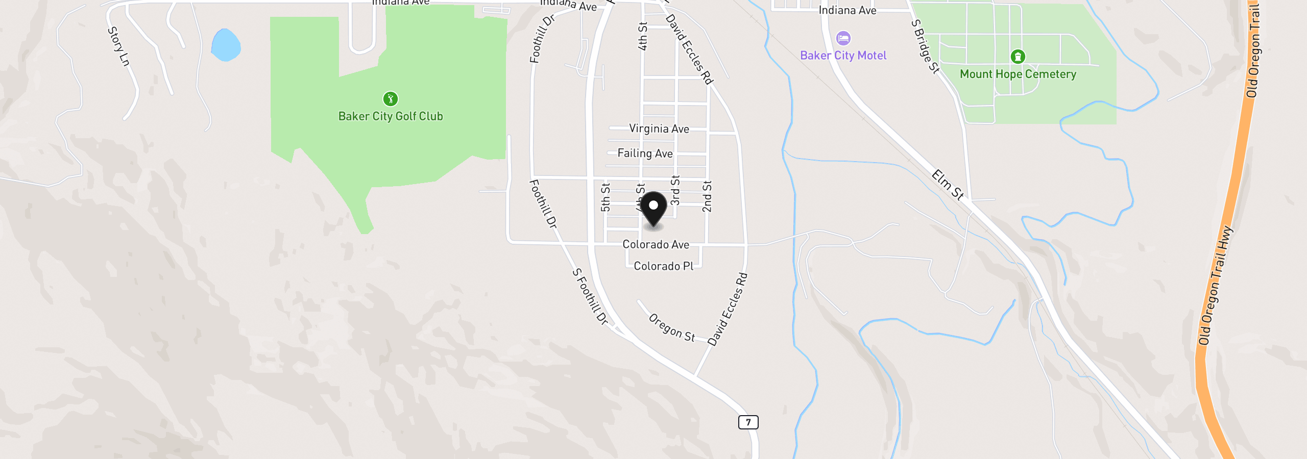 Map showing the location of 2142 Colorado Ave, Baker City, OR 97814