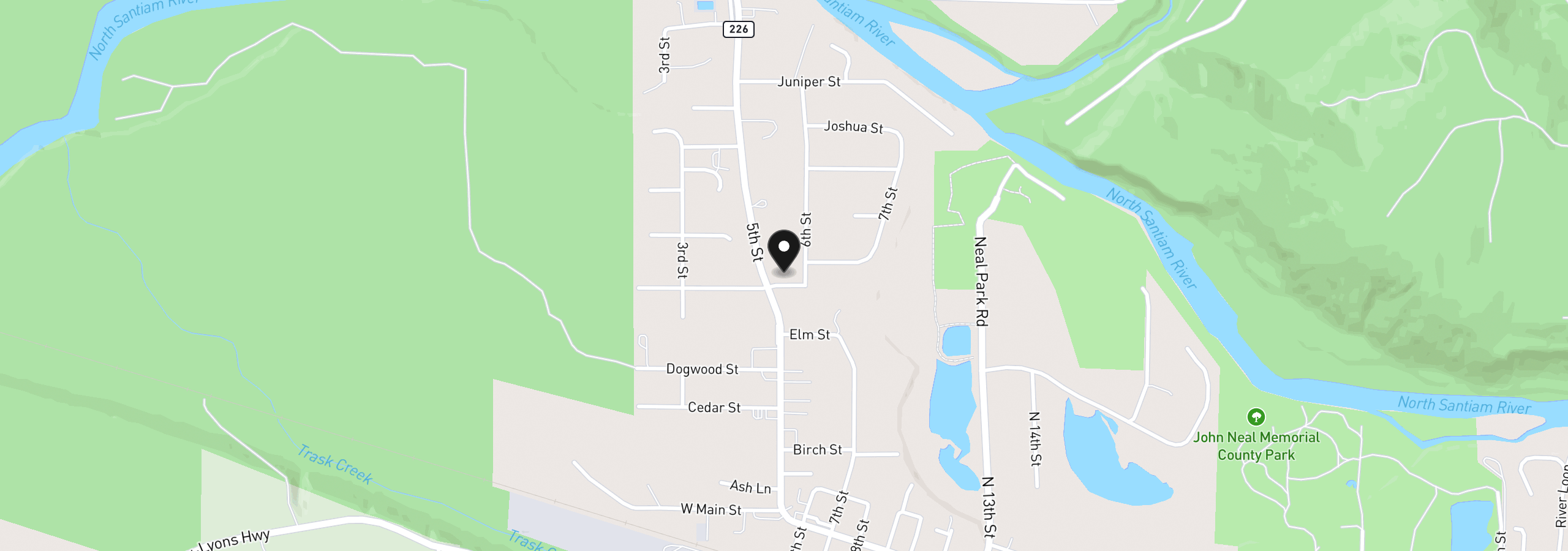 Map showing the location of 520 Fir St, Lyons, OR 97358