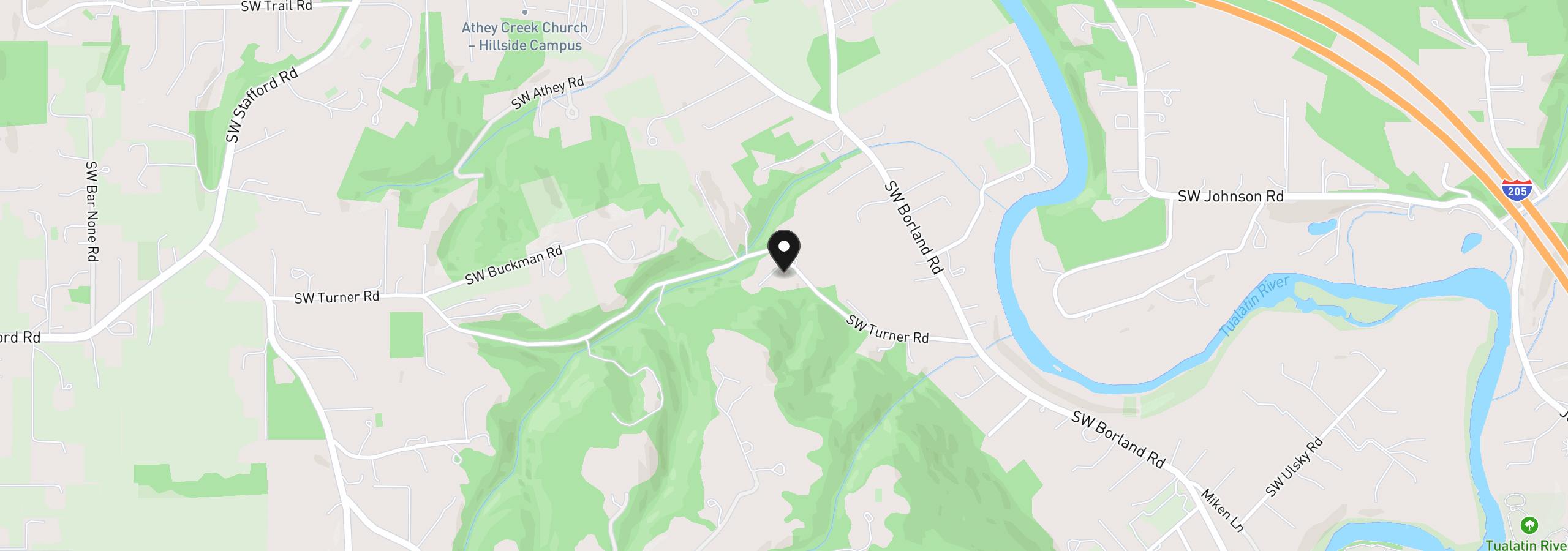 Map showing the location of 1730 SW Turner Rd, West Linn, OR 97068