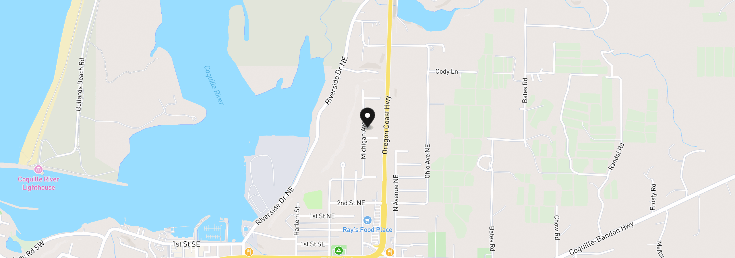 Map showing the location of 780 Michigan Ave, Bandon, OR 97411