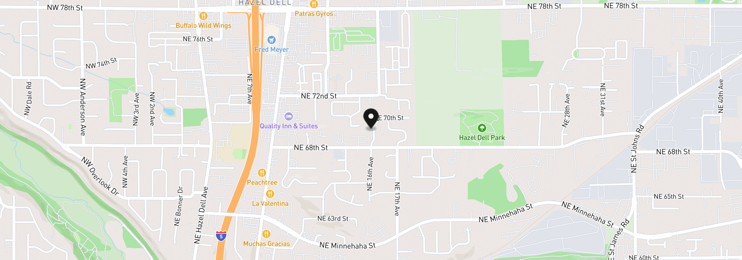 Map showing the location of 6908 NE 16th Ave, Vancouver, Wa 98665