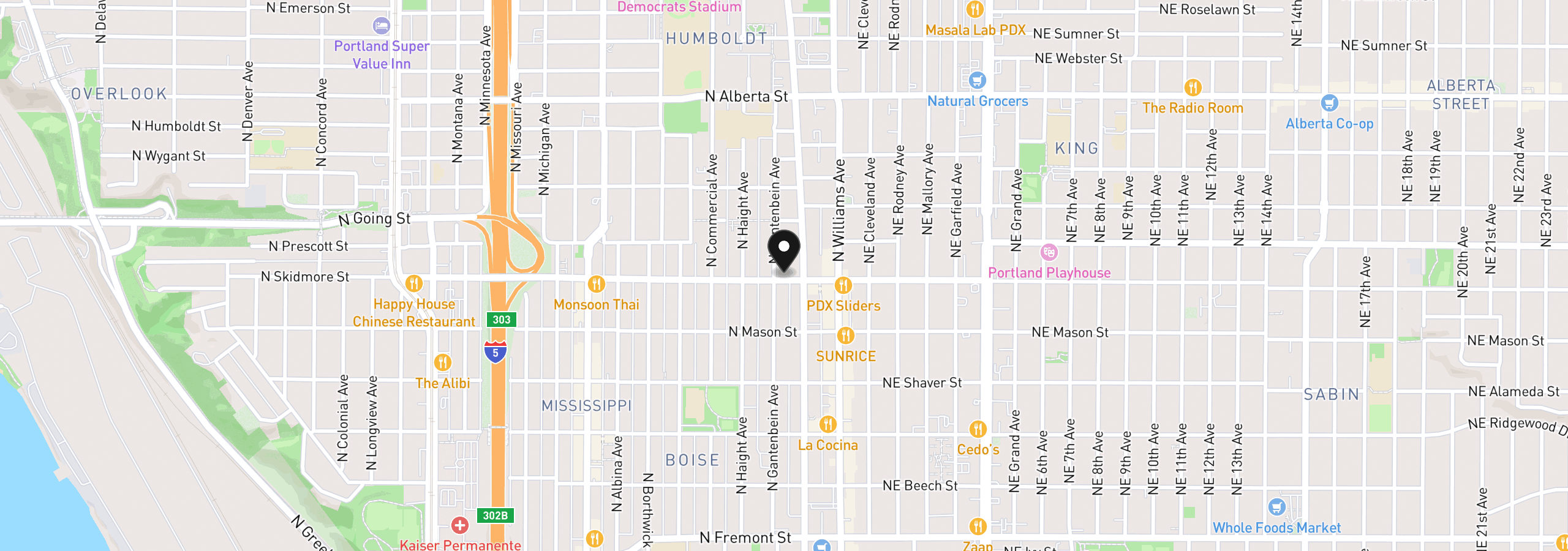 Map showing the location of 261 N Skidmore St 4, Portland, OR 97217
