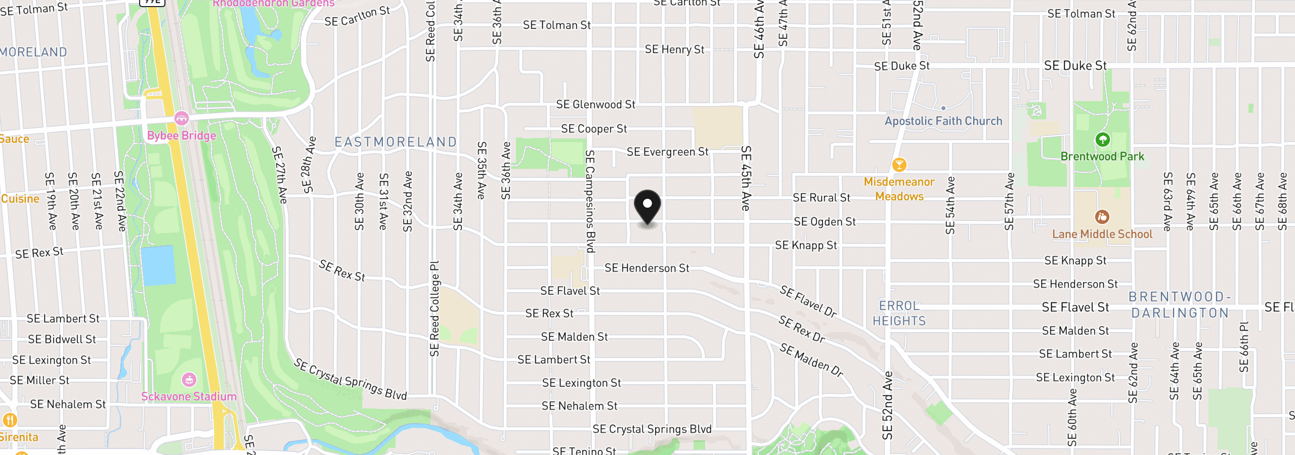 Map showing the location of 4140 SE Ogden St, Portland, OR 97202
