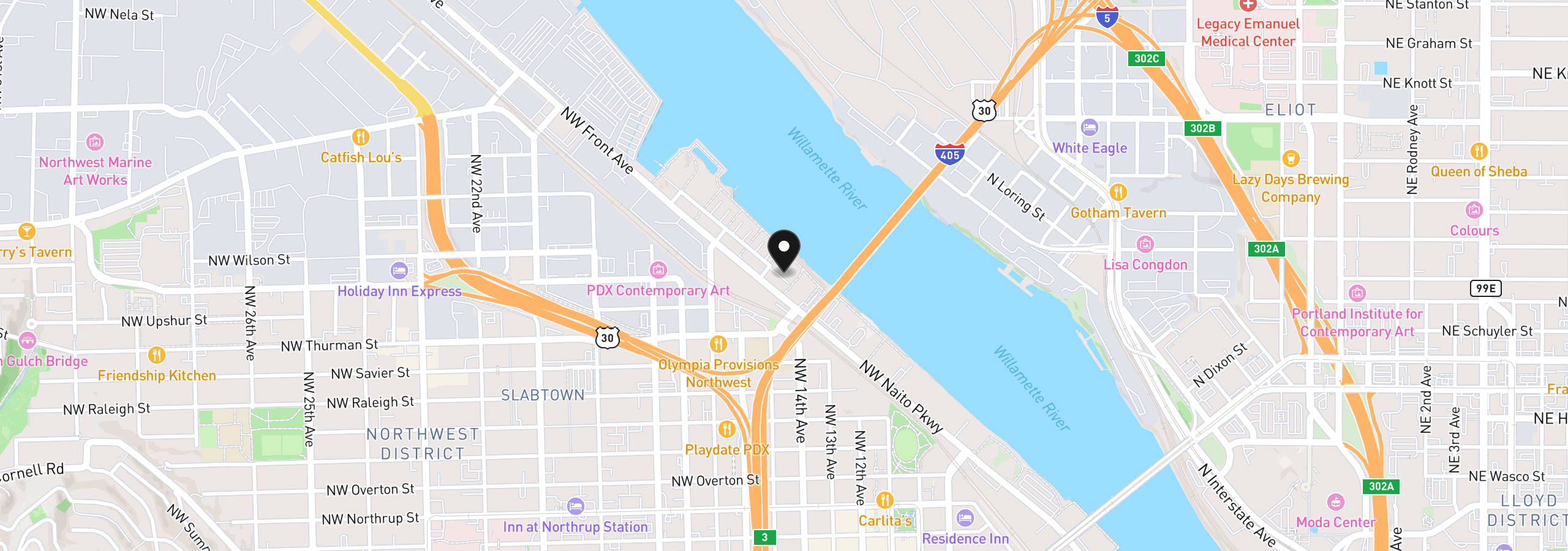 Map showing the location of 2140 NW 16th Ave, Portland, OR 97209
