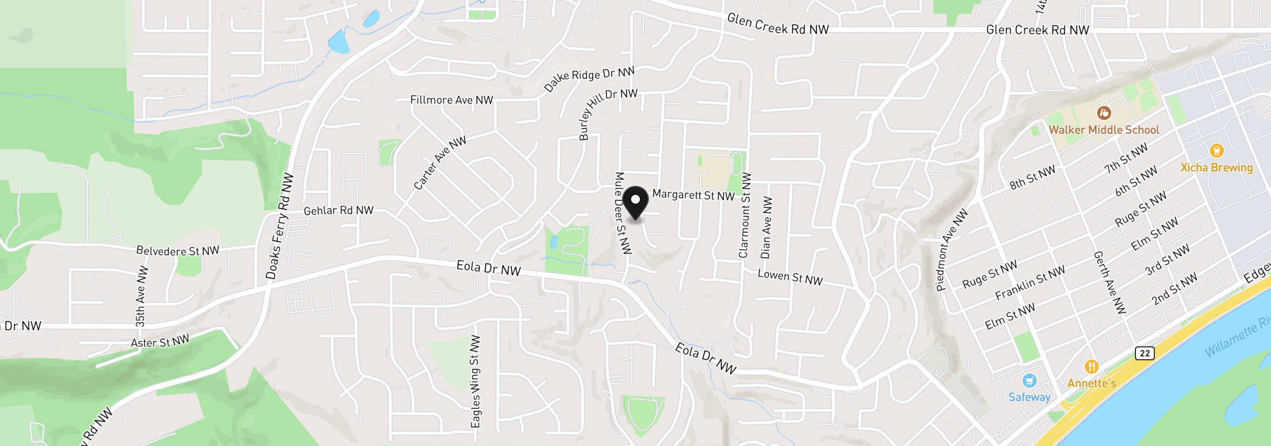 Map showing the location of 733 Sitka Deer Ct NW, Salem, OR 97304