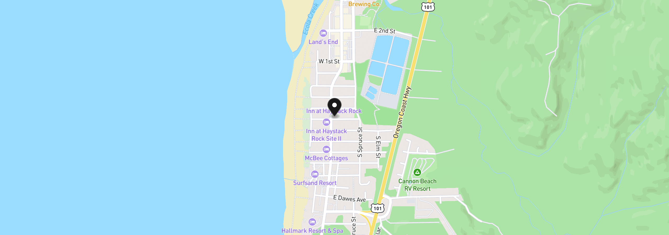 Map showing the location of 124 E Madison St, Cannon Beach, OR 97110
