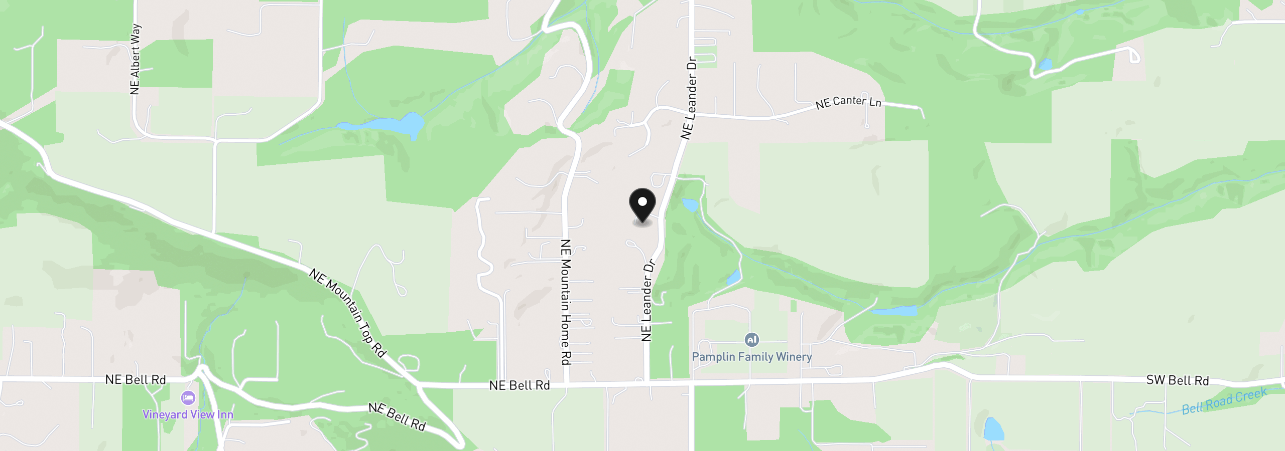 Map showing the location of 16645 NE Leander Dr, Sherwood, OR 97140
