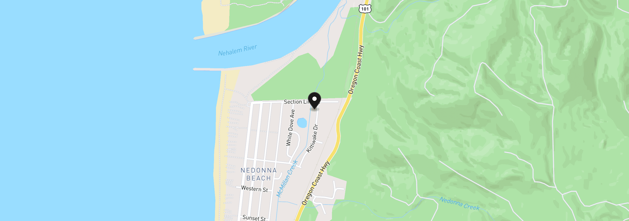 Map showing the location of 26674 Kittiwake Dr, Rockaway Beach, OR 97136