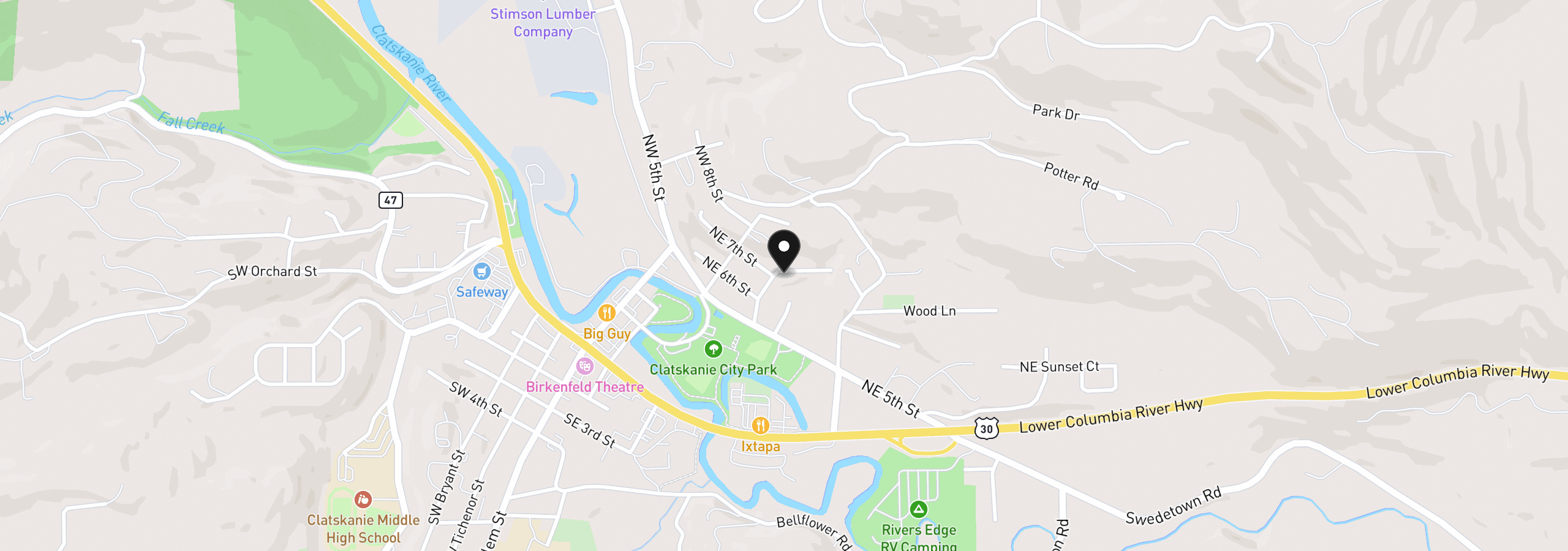 Map showing the location of 0 Spring St, Clatskanie, OR 97016