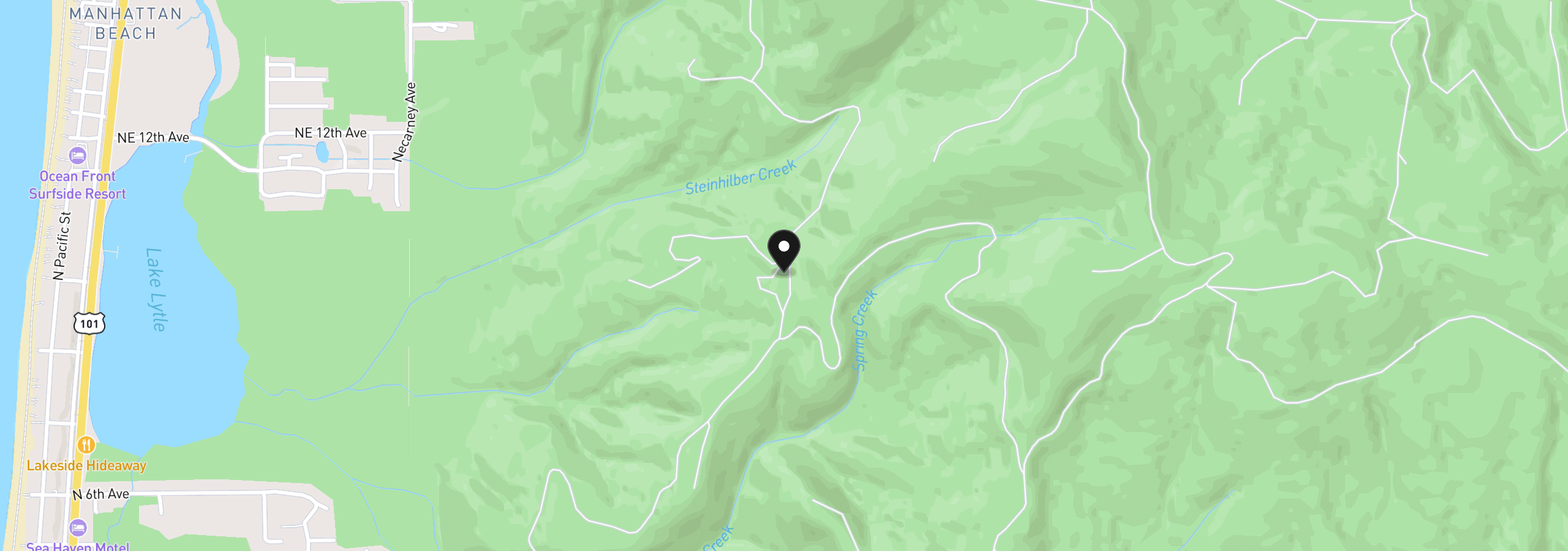 Map showing the location of Hollyhock, Rockaway Beach, OR 97136