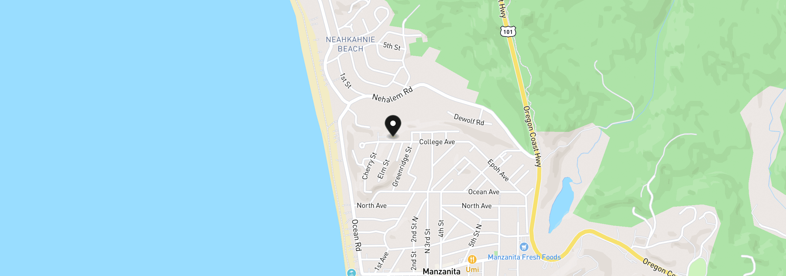 Map showing the location of College Ave 00900, Manzanita, OR 97130