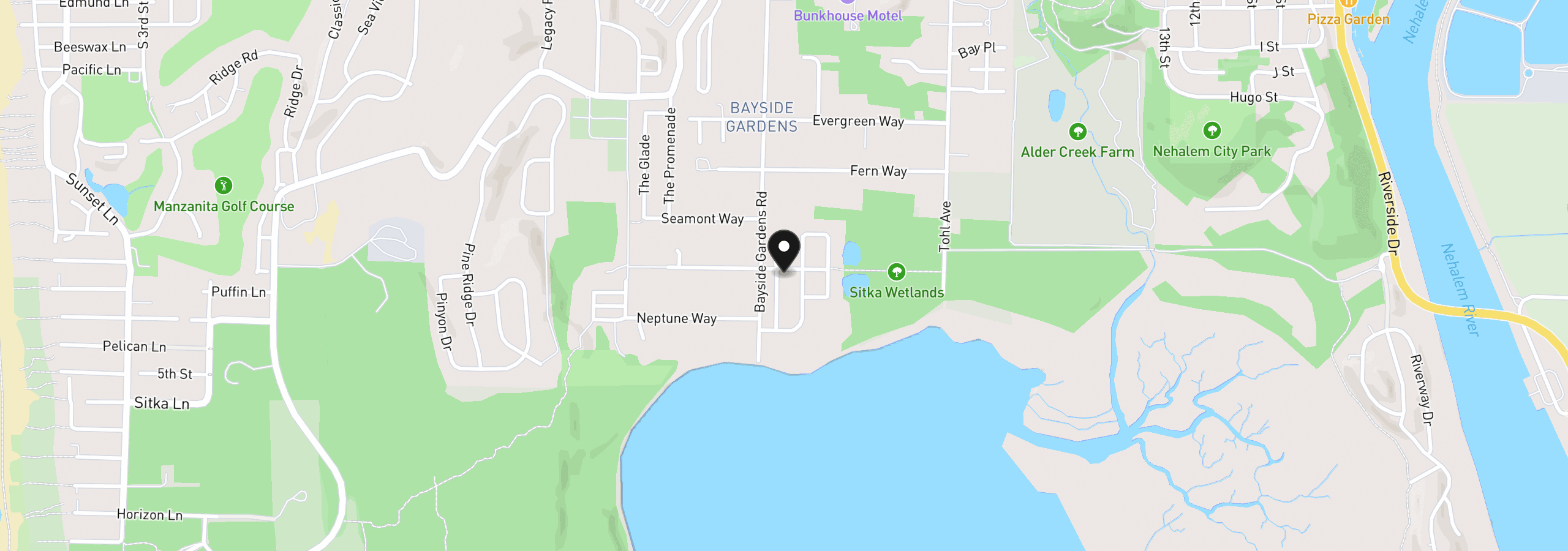 Map showing the location of 34055 Mallard Ave, Nehalem, OR 97131