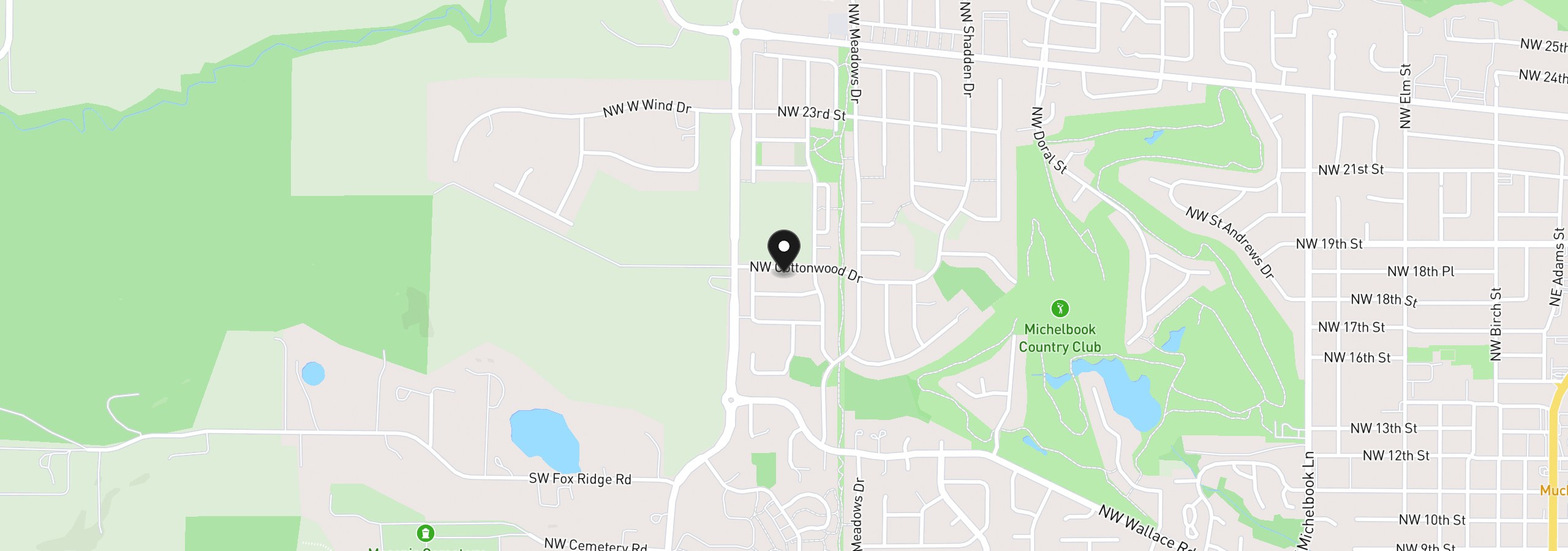 Map showing the location of 1964 NW Cottonwood Dr, McMinnville, OR 97128