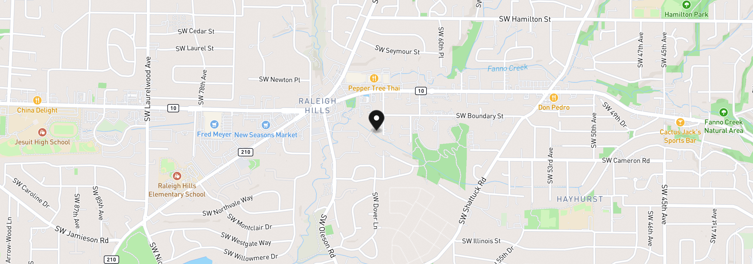 Map showing the location of 6576 SW Boundary St, Portland, OR 97225