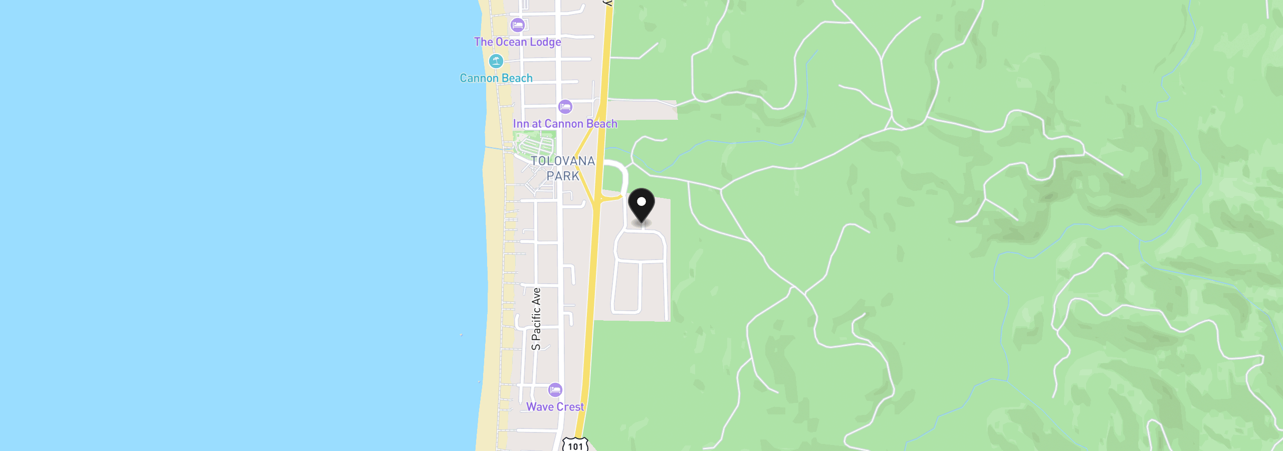 Map showing the location of 316 N Chinook, Cannon Beach, OR 97110
