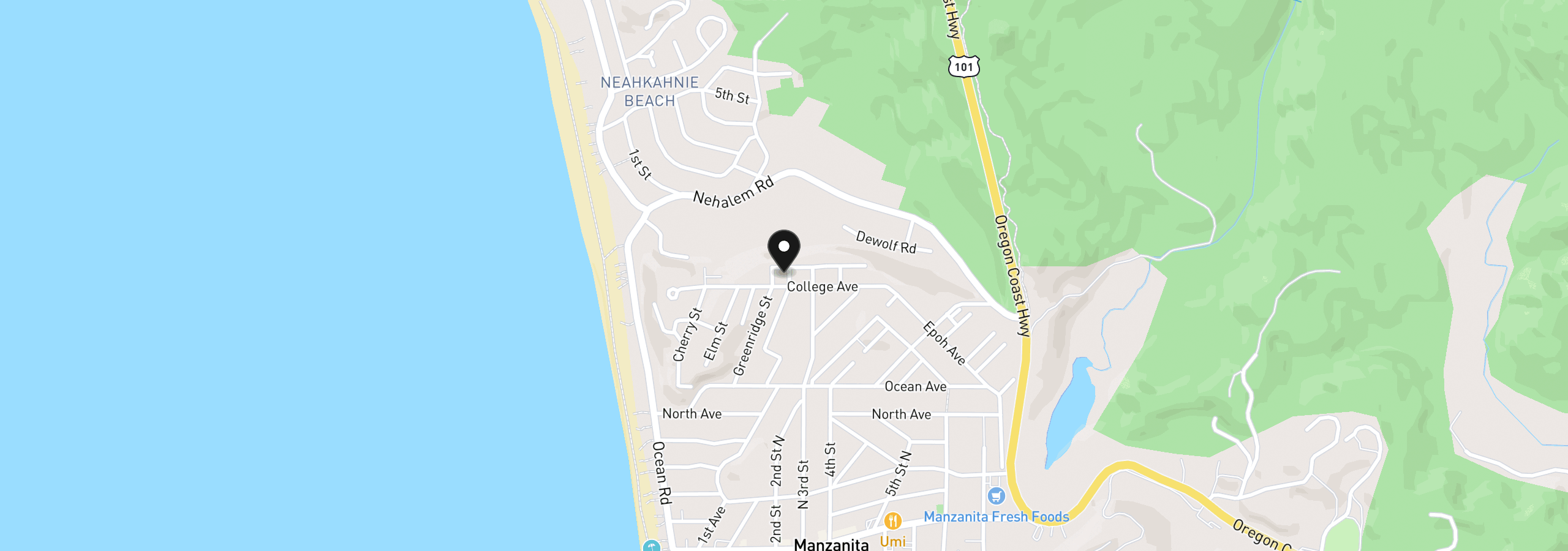 Map showing the location of 205 College Ave, Manzanita, OR 97130