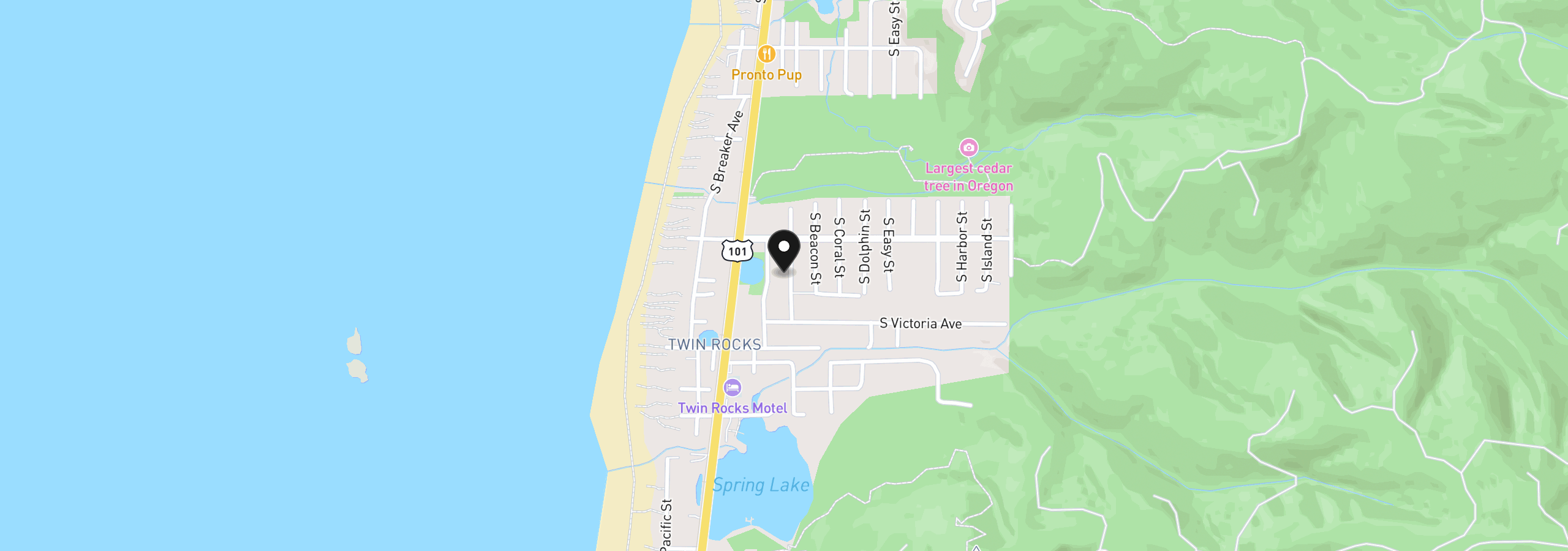 Map showing the location of 1065 S Anchor St, Rockaway Beach, OR 97136