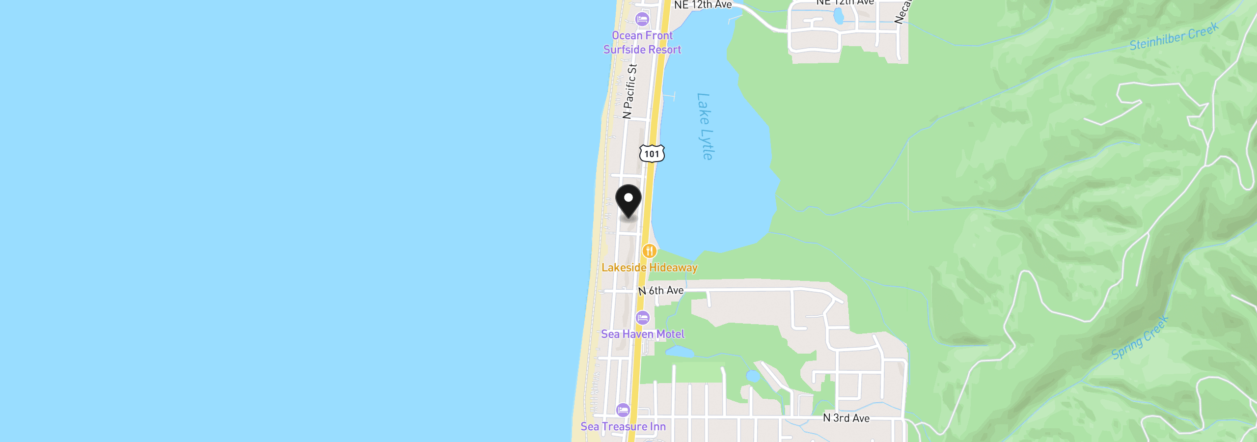 Map showing the location of 720 N Pacific, Rockaway Beach, OR 97136