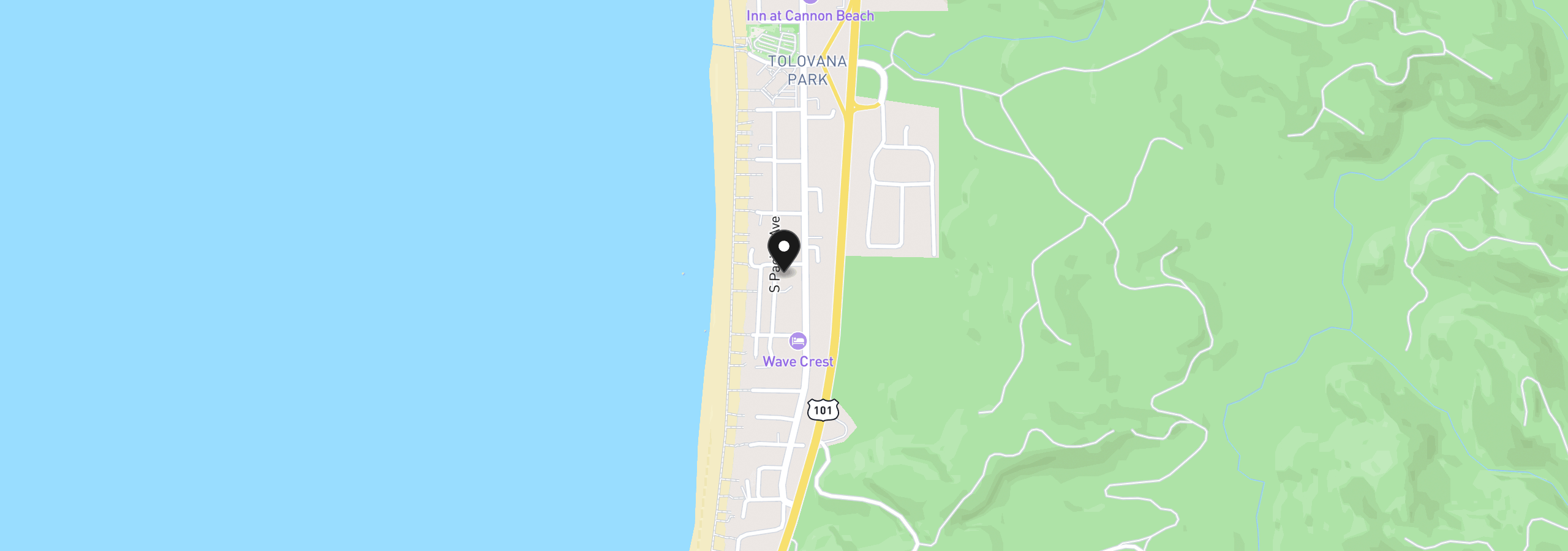 Map showing the location of 3823 Pacific Ave, Cannon Beach, OR 97110