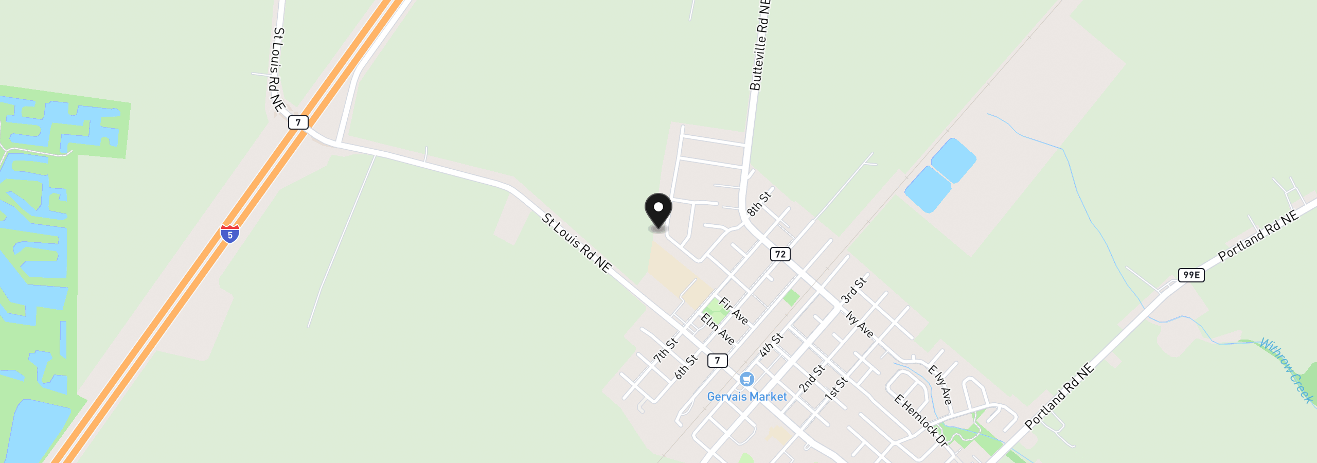 Map showing the location of 993 Winfield St, Gervais, OR 97026