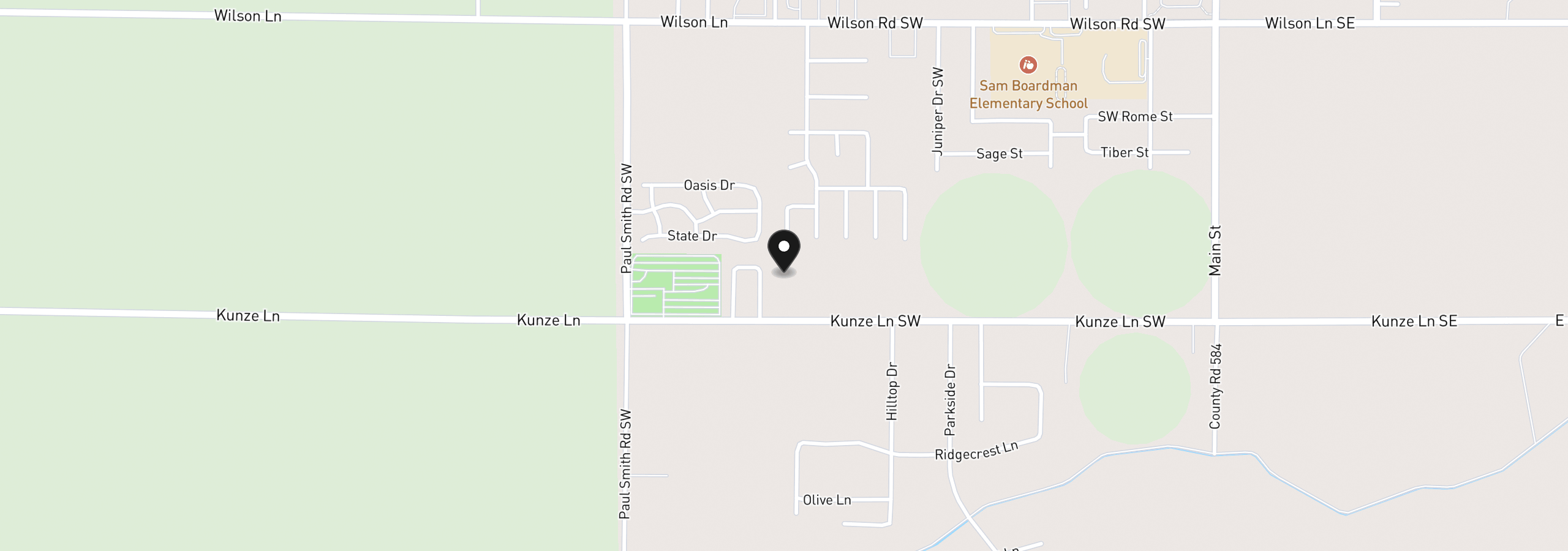Map showing the location of SW Kunze Ln, Boardman, OR 97818