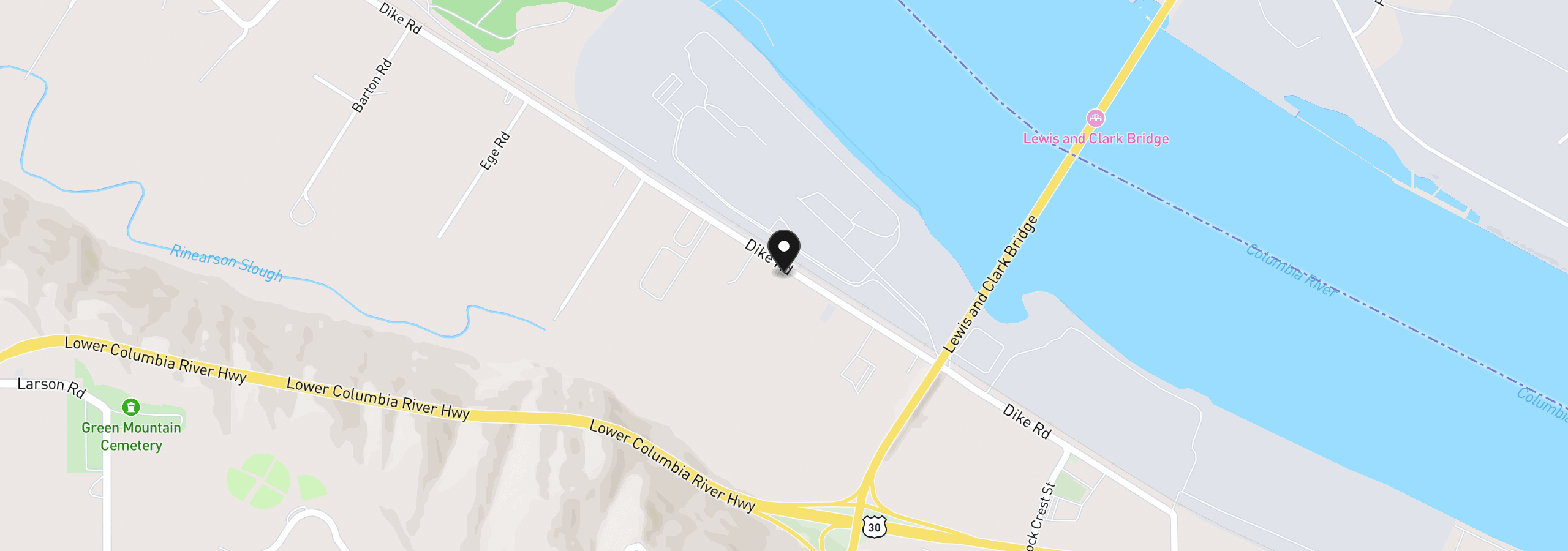 Map showing the location of 28920 Dike Rd, Rainier, OR 97048