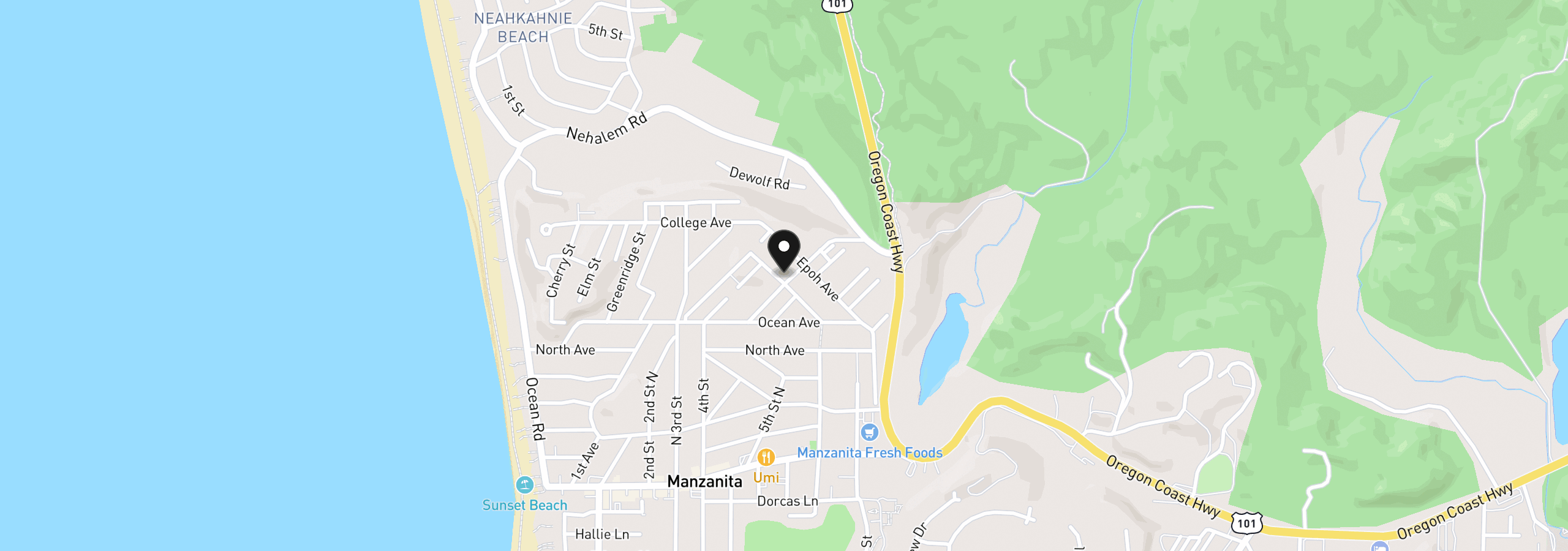 Map showing the location of 477 Poysky Ave, Manzanita, OR 97130