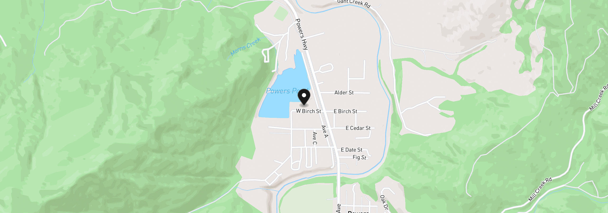Map showing the location of 220 W Birch St, Powers, OR 97466