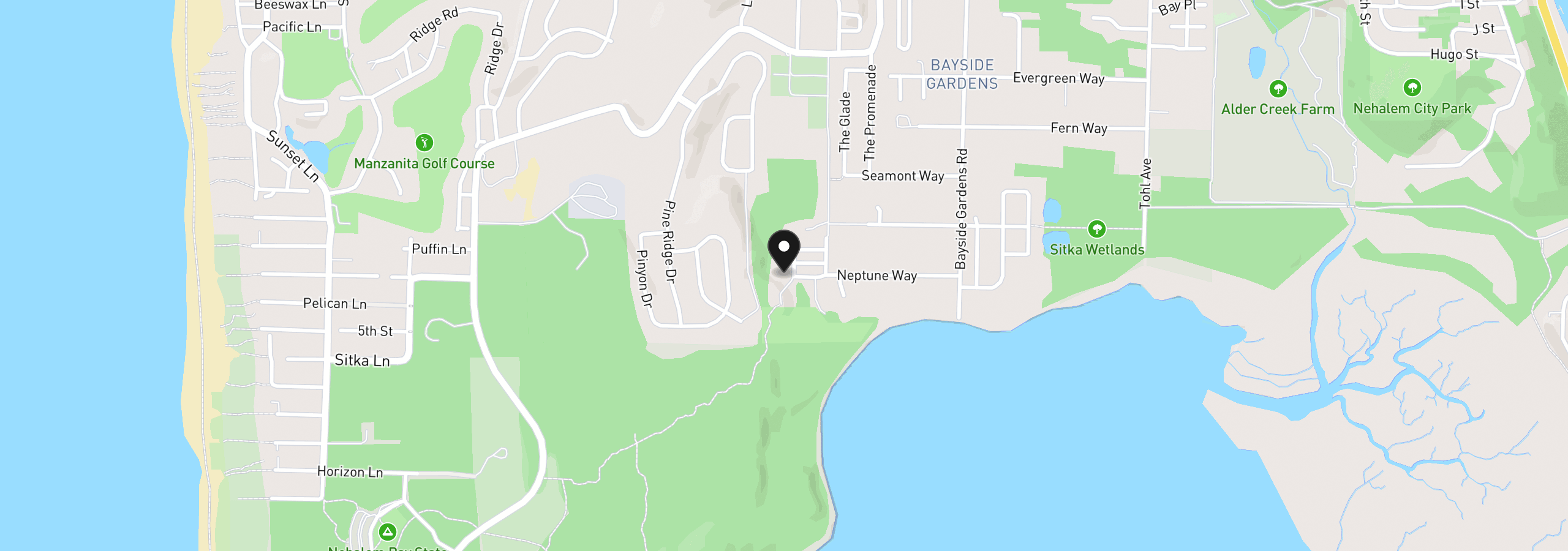 Map showing the location of Creekside Dr, Nehalem, OR 97131