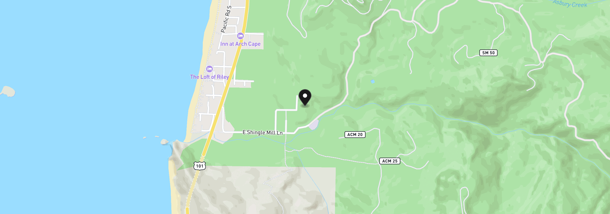 Map showing the location of Walsh Ave #4, Arch Cape, OR 97102