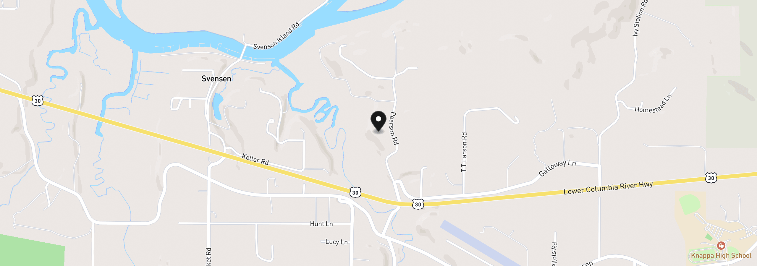 Map showing the location of 92768 Pearson Rd, Astoria, OR 97103