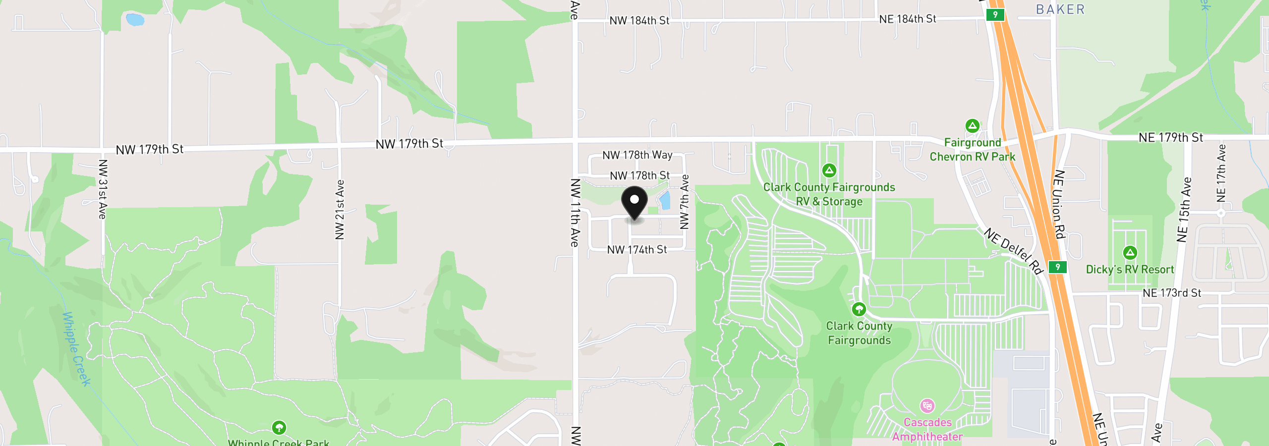 Map showing the location of 837 NW 175th Way, Ridgefield, Wa 98642