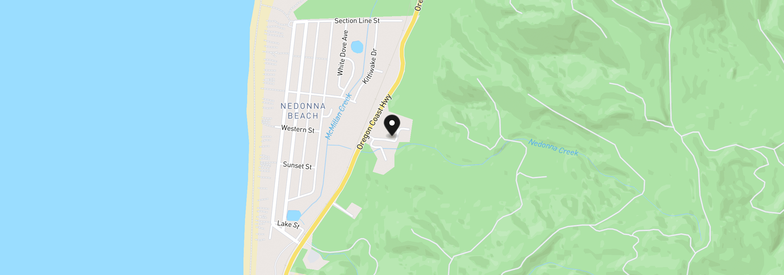 Map showing the location of Scenic View Dr 2000, Rockaway Beach, OR 97136
