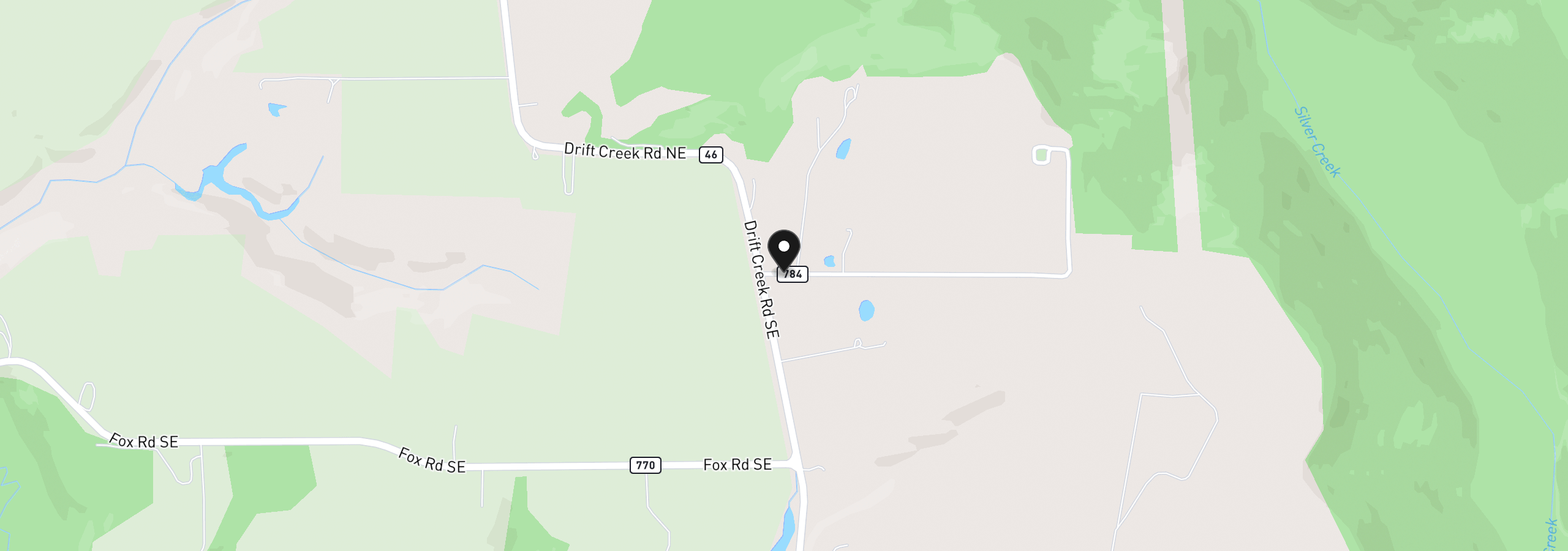 Map showing the location of Lewis Cemetery Rd, Silverton, OR 97381