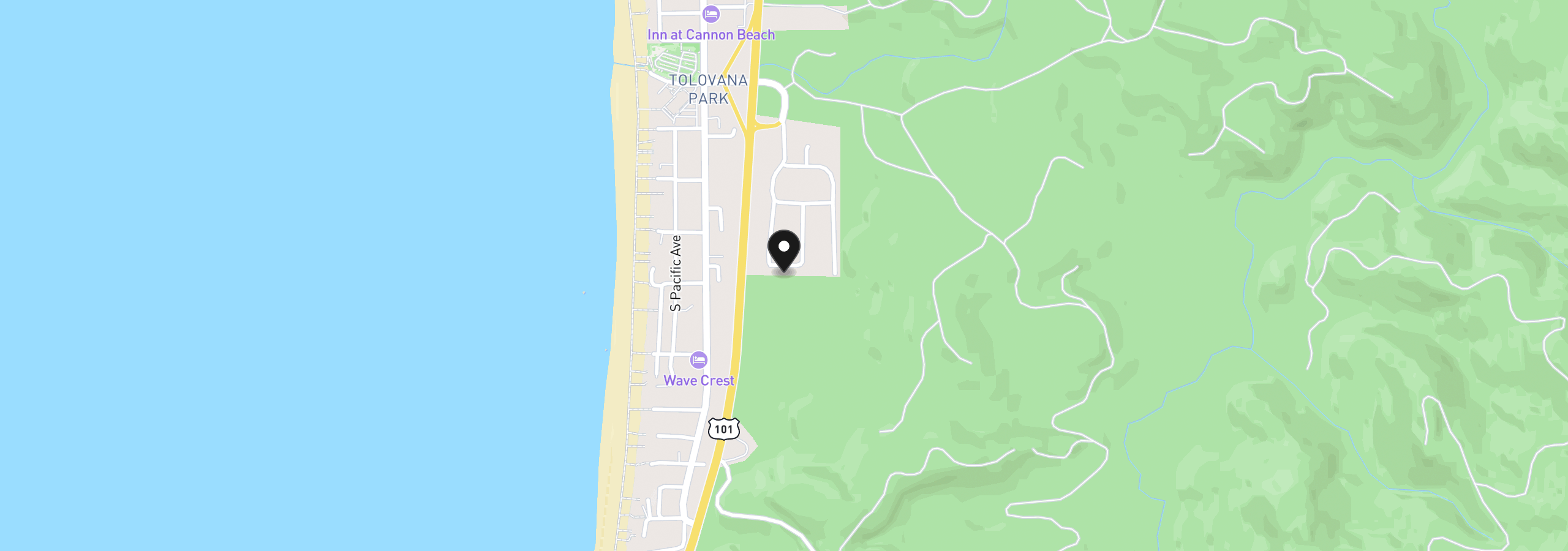 Map showing the location of Deer Place 1, Cannon Beach, OR 97110