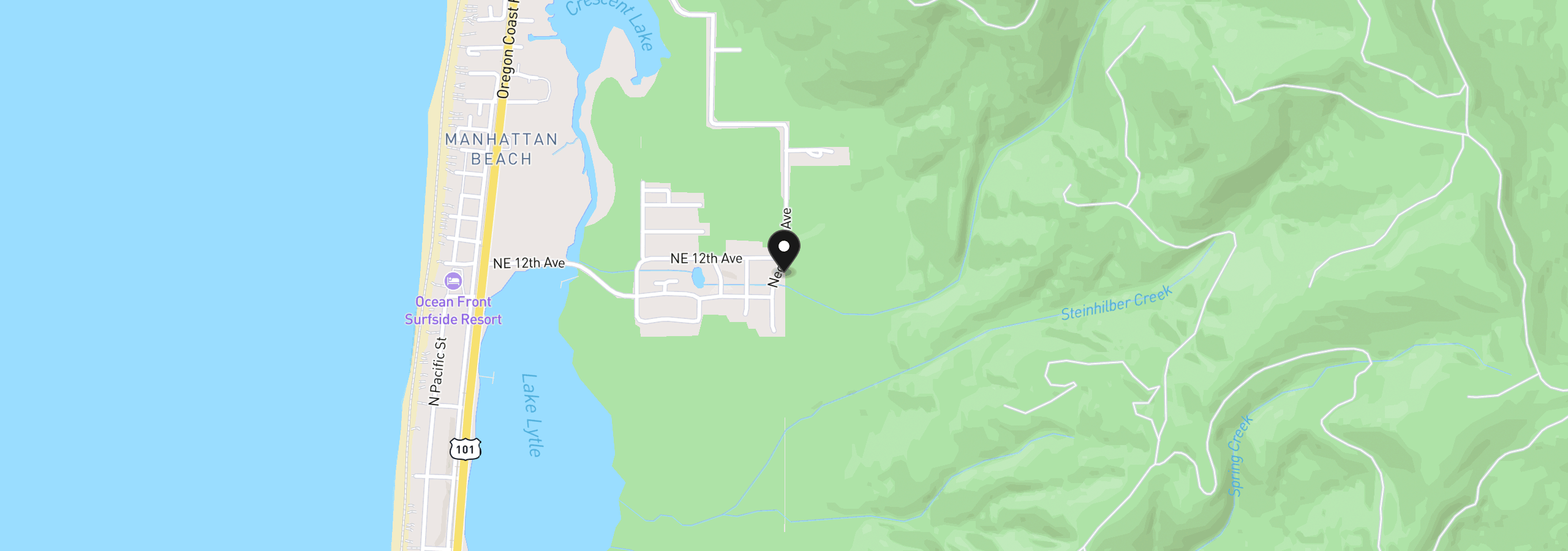 Map showing the location of 1174 Necarney Lot 1, Rockaway Beach, OR 97136