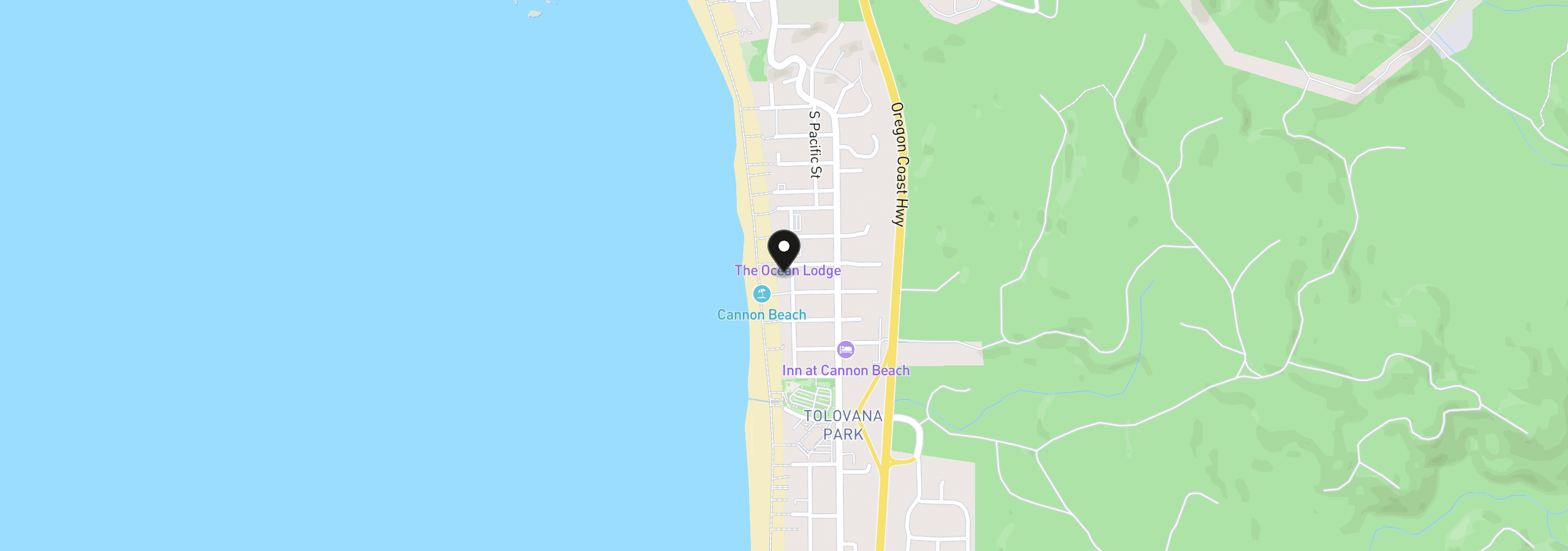 Map showing the location of 2940 Pacific St, Cannon Beach, OR 97110